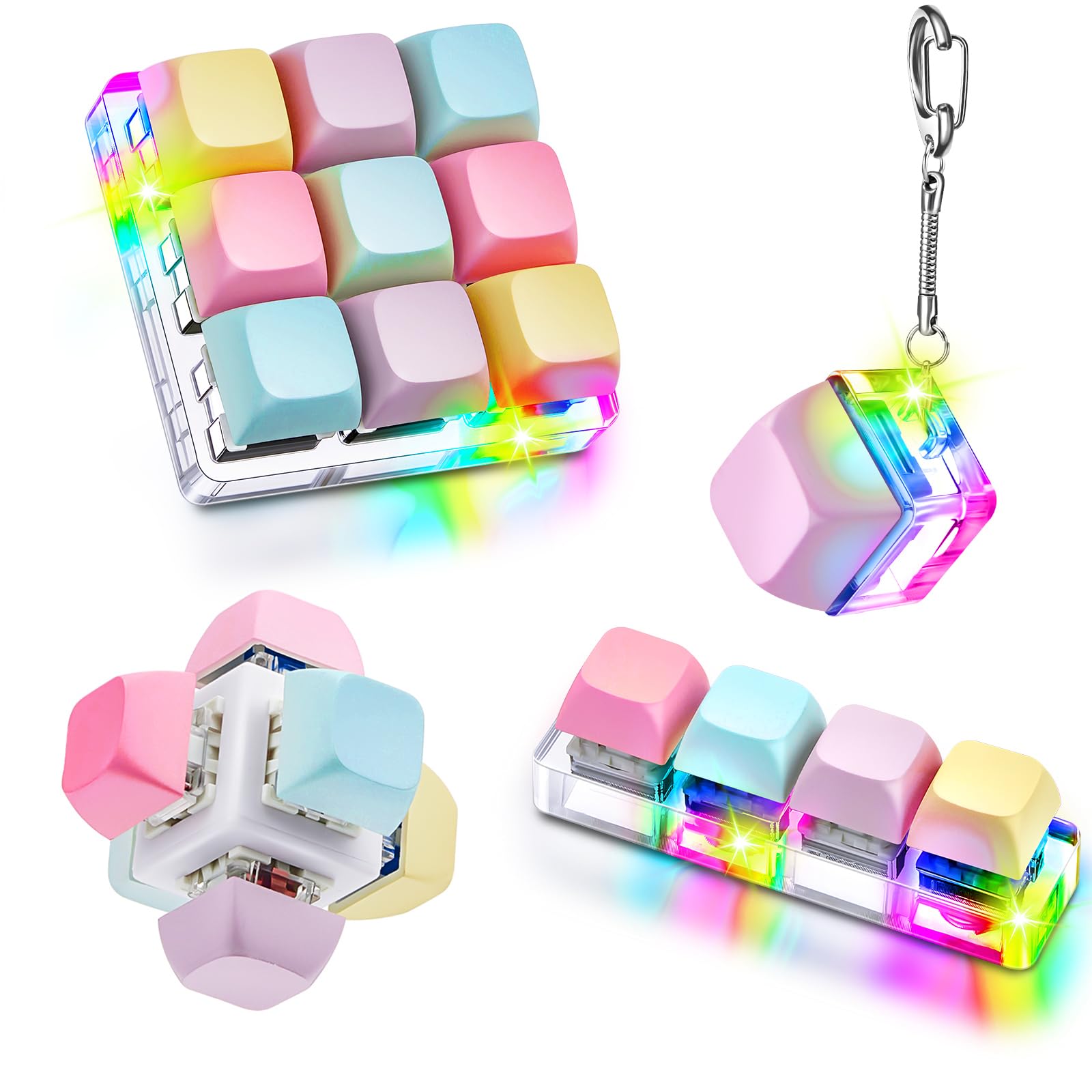 Photo 1 of Taiyin 4 Pcs Decompression Toys Keyboard Clicker Toy Keyboard Cube Toy Mechanical Key Toy Keyboard Button Stress Relief for Adult Gifts to Relief Pass Time (Trendy)