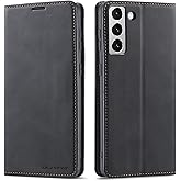 QLTYPRI for Samsung Galaxy S23 Plus Case, Premium PU Leather Cover TPU Bumper with Card Holder Kickstand Hidden Magnetic Adsorption Shockproof Flip Wallet Case for Samsung Galaxy S23 Plus - Black