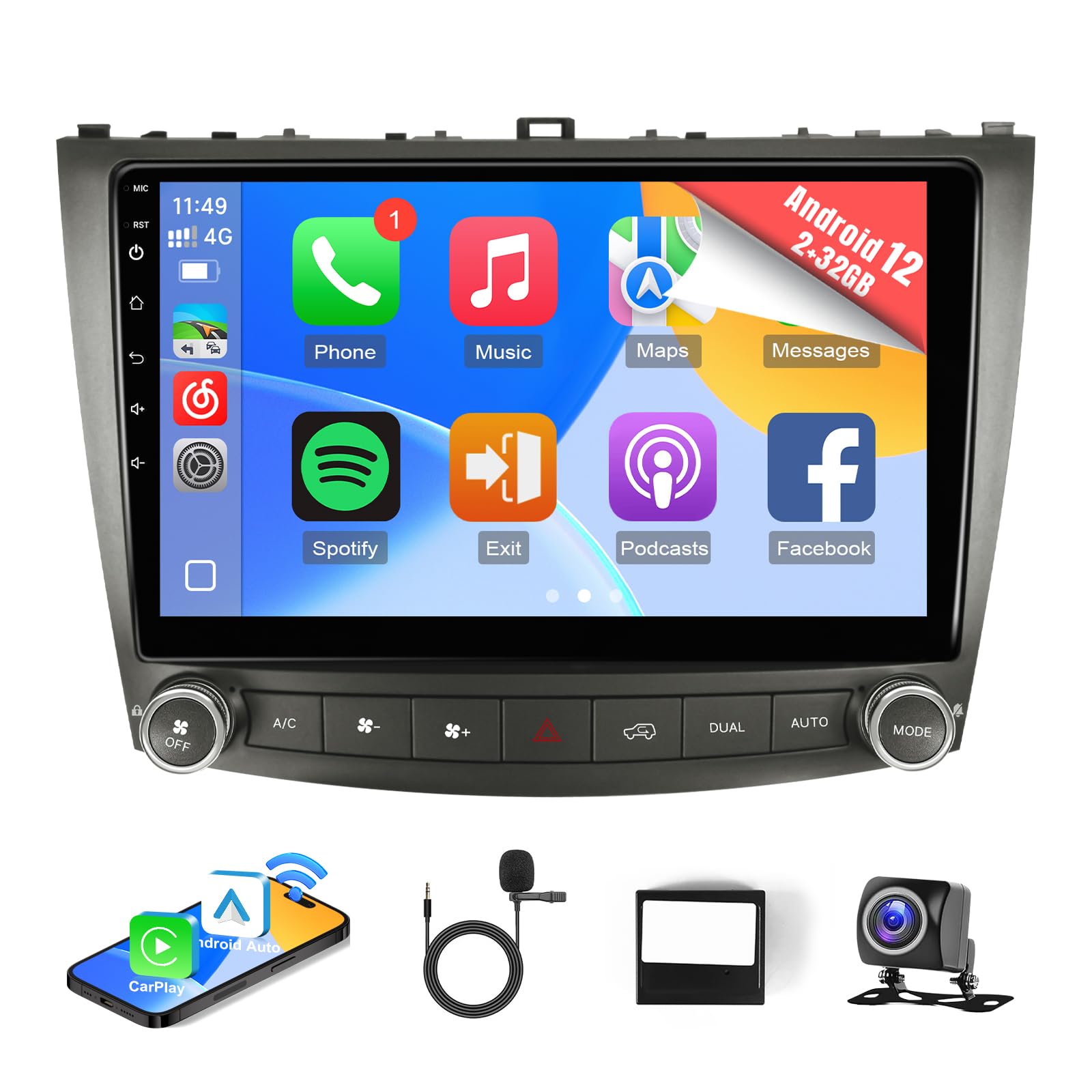Photo 1 of Naifay 8Core Android Car Stereo for Lexus IS250 IS300 IS350 2006-2012 Radio Upgrade 10.1" IPS Touchscreen for Lexus Radio with Wireless Carplay Android Auto/Bluetooth/WiFi/FM/GPS/SWC/Canbus+MIC