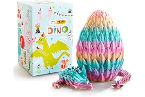LEWELLRY 15" 3D Printed Dragon Egg,Christmas Birthday Toys, Stocking Stuffers Gift, Articulated Crystal Cool Fidget Dragon for Girls Boys Kids Ages 3,4, 5, 6,7, 8,9,10,11,12 Years Old
