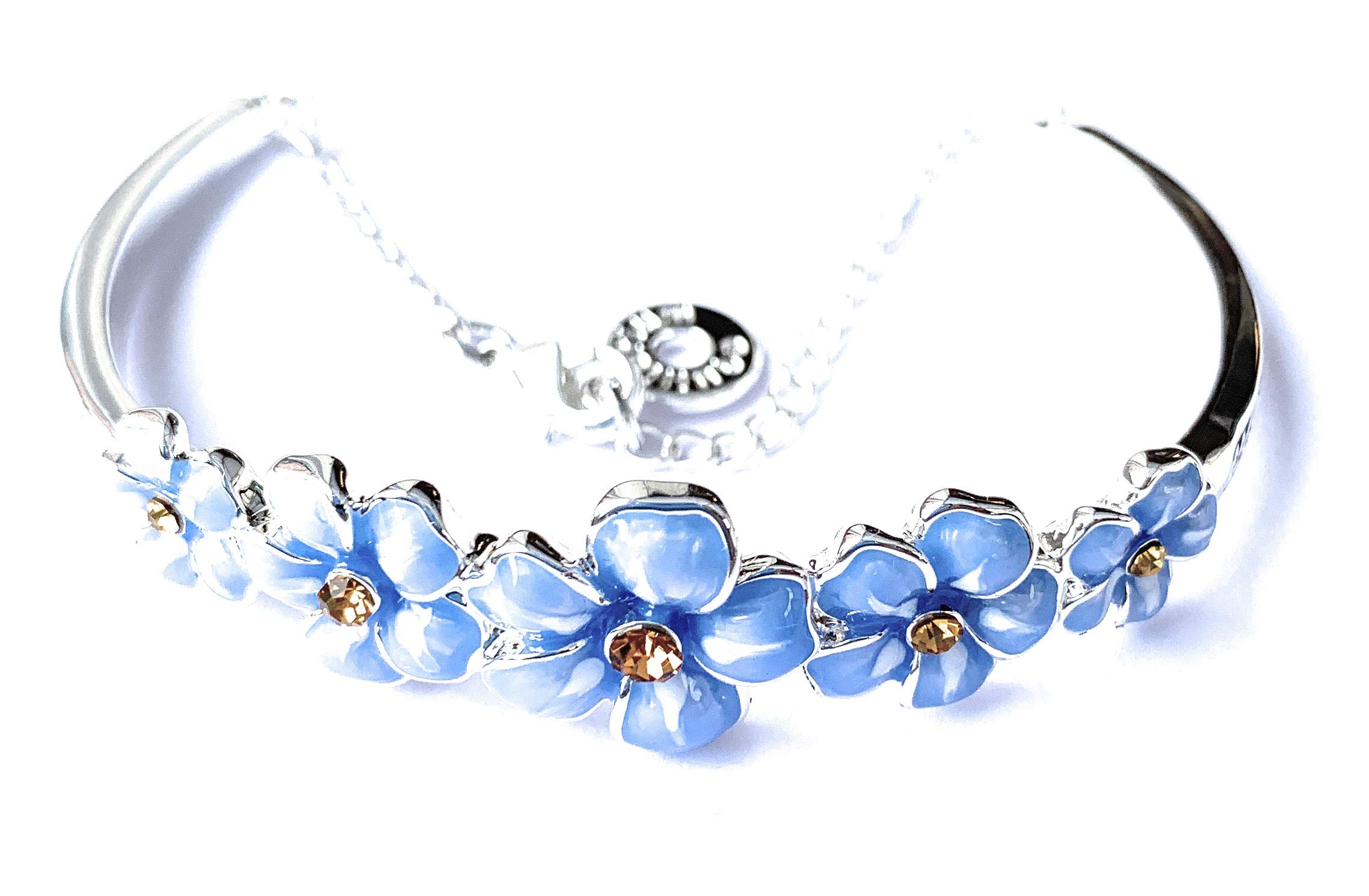 Equilibrium Jewellery Silver Plated Forget Me Not Flower Pretty Bangle Bracelet Gift Boxed