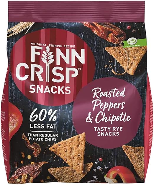 Finn Crisp Snacks Tasty Rye Crisps Roasted Peppers & Chipotle 3 x