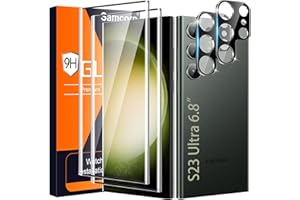 SAMCORN [2+2 Pack] Galaxy S23 Ultra Screen Protector, 9H Tempered Glass, Ultrasonic Fingerprint Support, 3D Curved, HD Clear Scratch Resistant for Samsung Galaxy S23 Ultra 5G Glass Screen Protector