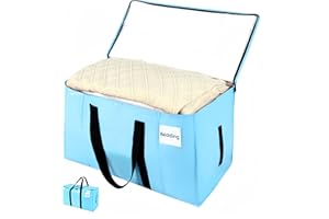 Hijelyn Extra Large Moving Bags Blue, Moving Bags Heavy Duty with Zippers & Handles, 180GSM Thick Material Reusable Storage Totes for Space Saving Waterproof Large Totes for Packaging 2 Pack