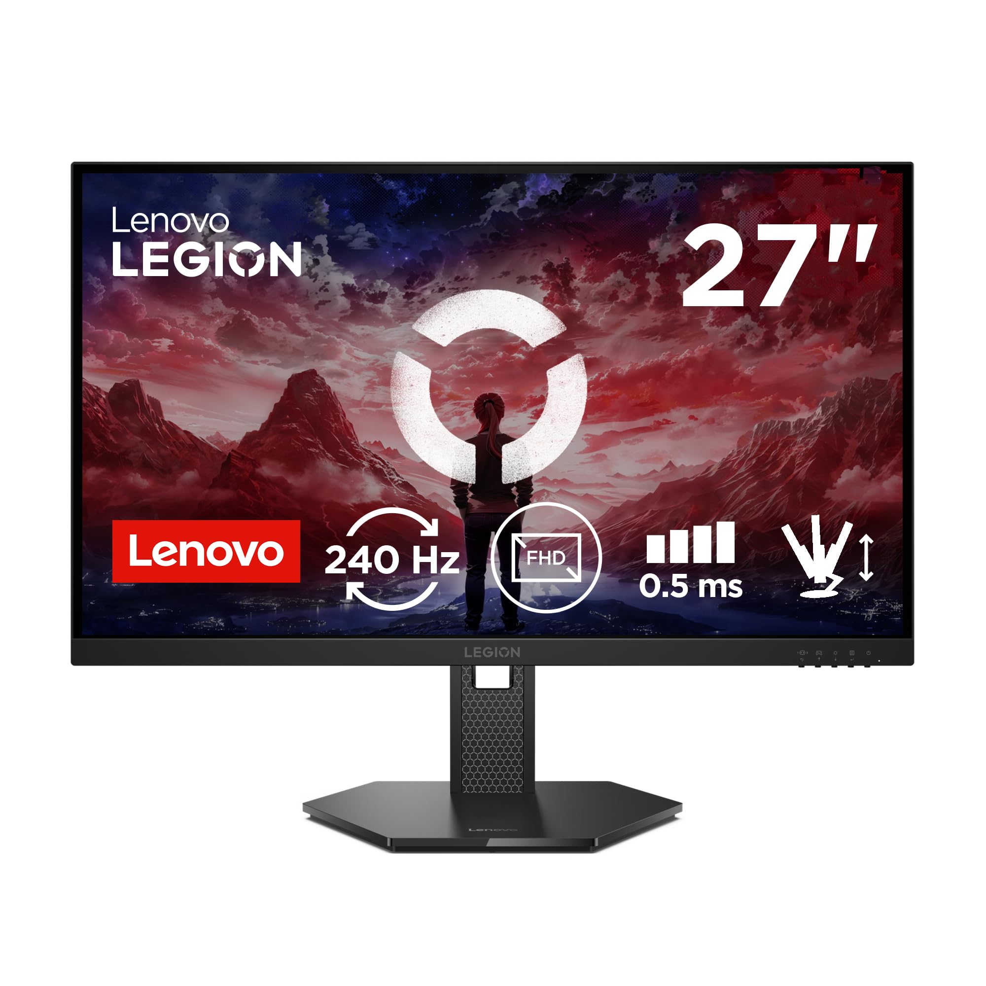 Lenovo Legion 27-10 | 27" Full HD WLED Gaming Monitor | 1920x1080 | 16:9 | 240Hz | 0.5ms Reaktionszeit | HDMI |DisplayPort | Audio 3.5mm | 3-seitig-Panel | TÜV Augenschutz | schwarz | 6 kg
