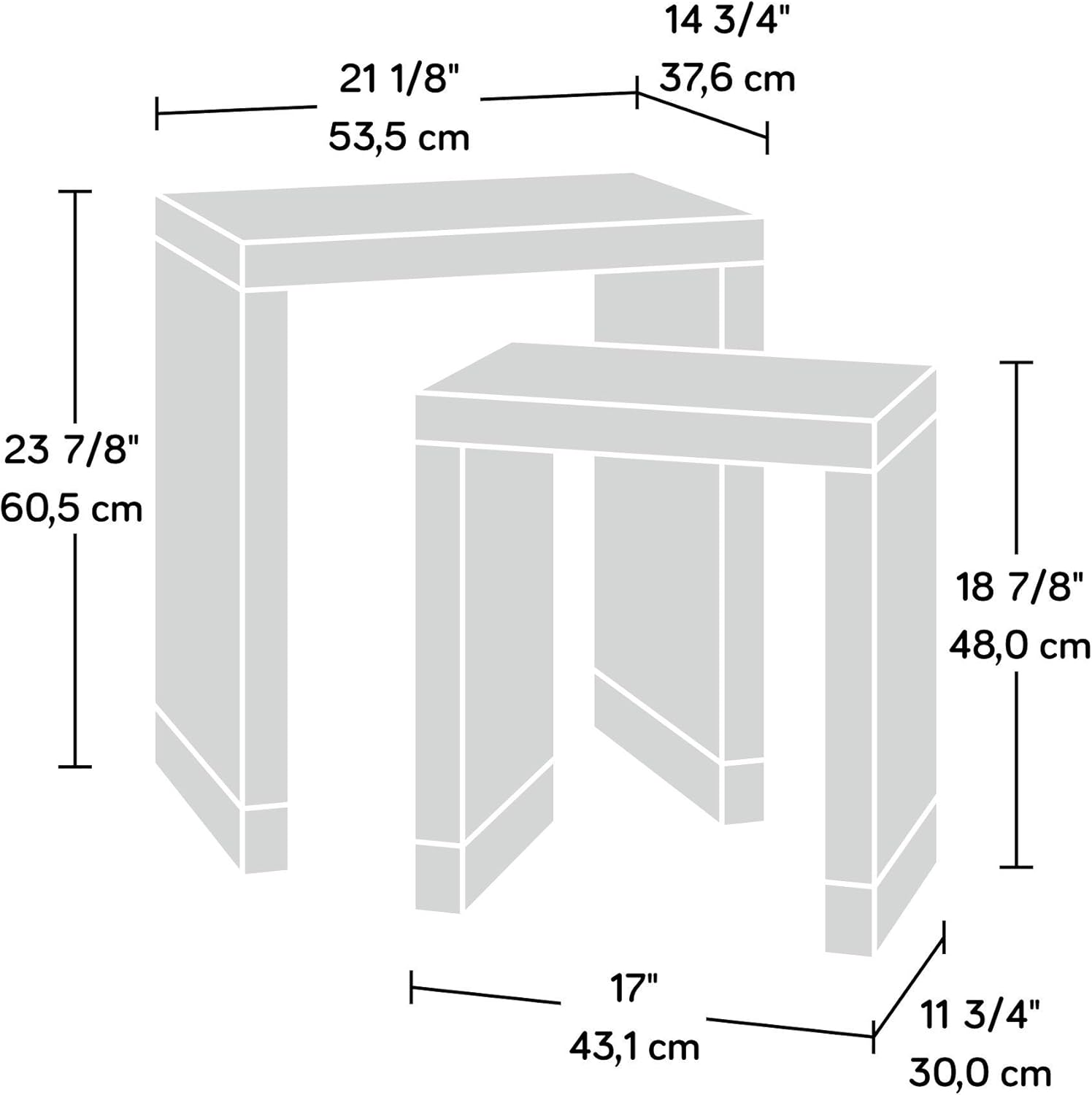 Sauder Manhattan Gate Nesting Tables, Mystic Oak finish: Furniture & Decor