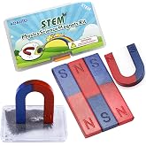Kids Magnet Physics Science Kit, STEM Educational Learning Set Includes Bar &amp; Horseshoe Magnets, Magnetic Powder for School Teachers &amp; Homeschool Students