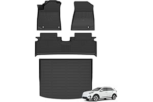 AZYT Floor Mats & Cargo Liner for Kia Niro EV 2023 2024 2025 (Not for phev & Only Fit with Dual Level Cargo Board Equipped)All Weather Automotive TPE Liners Set Anti-Slip Waterproof Floor Liners Black