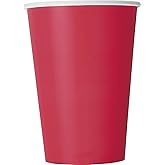 Plain Ruby Red Disposable Paper Cups - 12 oz, Pack of 10 - Ideal for Parties, Picnics, & All Occasions