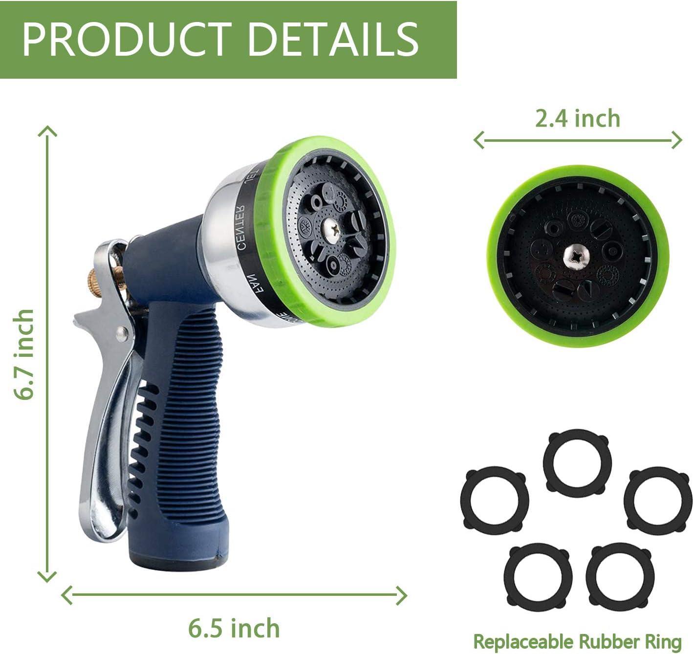 Hose Nozzle Garden, Hose Nozzle Heavy Duty Metal Hose Spray 9 Adjustable Patterns Water Jet Pistol Grip Trigger for Hand Watering Plants & Lawn, Car Washing, Garden and Patio/Pets Shower & More : Garden & Outdoor