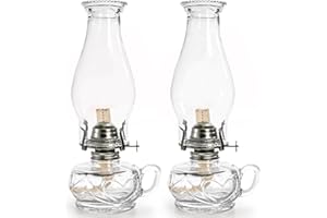 ZAVOOS 2 Pieces Chamber Lamp, 12 Inch Clear Vintage Glass Lantern for Indoor Use, Classic Decorative Lamps with Handle for Dinning Room, Home Decor, Wedding Party