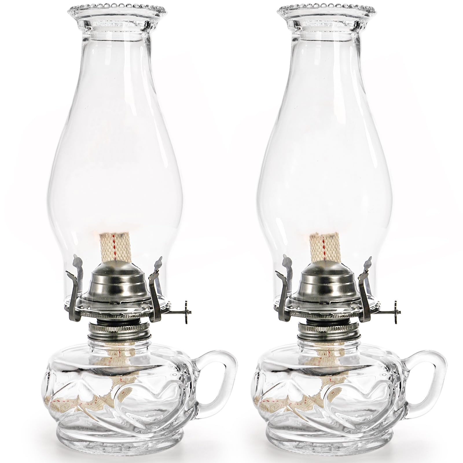 Photo 1 of ZAVOOS 2 Pieces Chamber Lamp, 12 Inch Clear Vintage Glass Lantern for Indoor Use, Classic Decorative Lamps with Handle for Dinning Room, Home Decor, Wedding Party