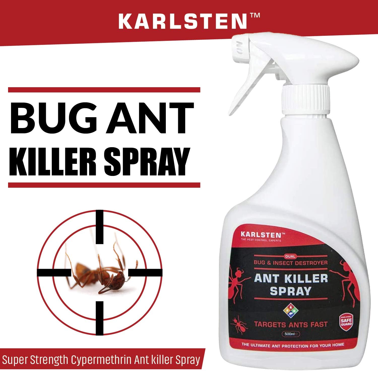 Karlsten Dual Bug Ant Killer Super Strength Cypermethrin Ant killer Spray - Image 3