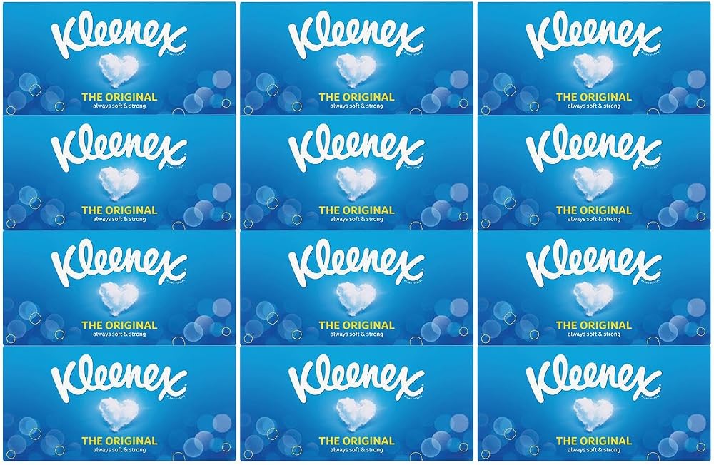 Kleenex Original Facial Tissues 12 Boxes 72 Sheets Three Ply Cotton Touch