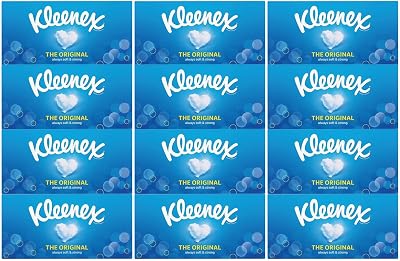Kleenex Original Facial Tissues 12 Boxes 72 Sheets Three Ply Cotton Touch