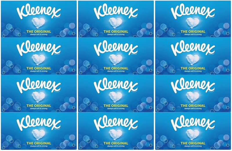 Kleenex Original Facial Tissues 12 Boxes 72 Sheets Three Ply Cotton Touch