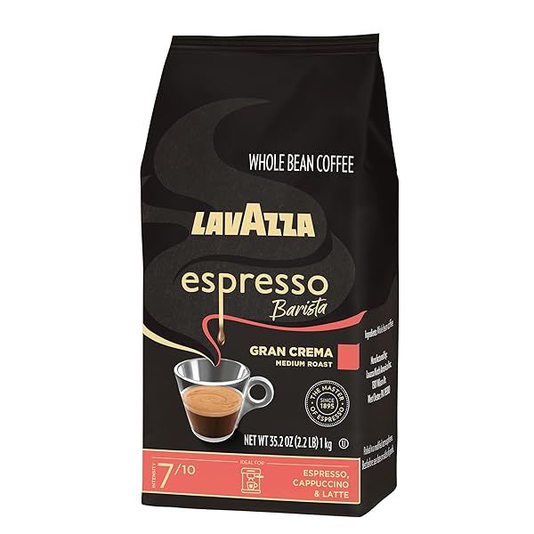 LAVAZZA ESPRESSO BARISTA GRAN CREMA WHOLE BEAN COFFEE BLEND, MEDIUM ESPRESSO ROAST, OZ BAG (PACKAGING MAY VARY) – 2.2 LB, 35.2 OUNCE