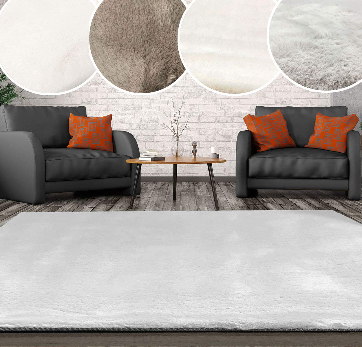 Modern Style Rugs Living Room Rug Soft Fluffy Faux Rabbit Fur Large