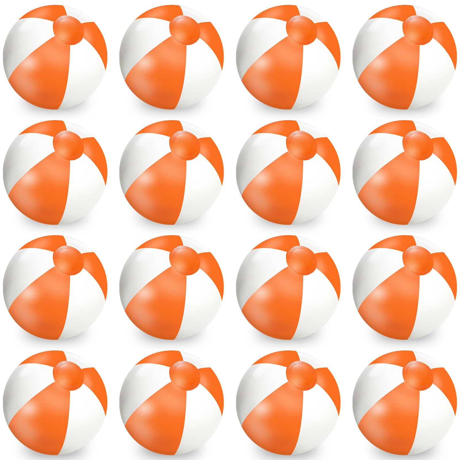 Photo 1 of Whaline 16Pcs 16'' Orange and White Inflatable Beach Ball Round Pool PVC Balls Cute Game Toys for Summer Hawaiian Tropical Theme Beach Party Decorations Water Sand Game Accessory