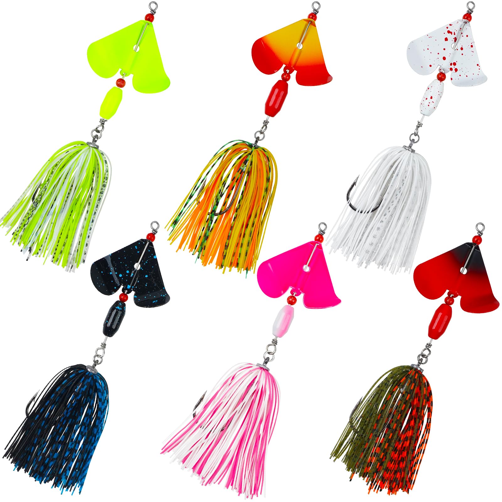 Fishing Lures Spinnerbait Kit, 6pcs BuzzBait Metal Spinner Baits Kit Bass Fishing Jigs Lures Multicolor Buzzbait Swim Jigs for Bass Trout Pike Freshwater Saltwater