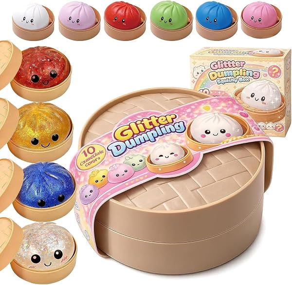 Glitter Dumpling Squishy, 2026 New Dumpling Squishy Mystery Box - 10 Colors Random Mystery Gift Box, More Surprises (Random -1PC) - 1