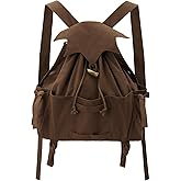 KUOIN Medieval Drawstring Backpack, Vintage LARP Renaissance Bag Ren Fair Fantasy Accessories (Brown)