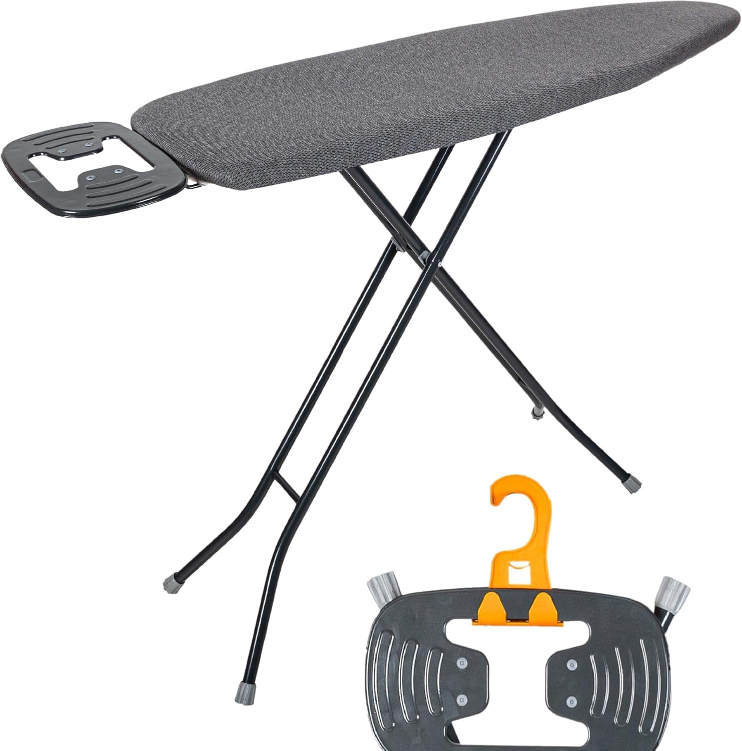 Photo 1 of ** MISSING A LEG CAP ***Ironing Board with Iron Rest, Iron Board with 3 Layers Extra Thick Cover, Compact and Space Saver Foldable Ironing Board, Adjustable Height, Easy Storage with Smart Hanger and Lightweight Design