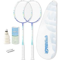 MBFISH Badminton Racket Set with 2 Carbon Fiber