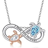 HKPATOP Sea Turtle Necklace for Women 925 Sterling Silver Infinity Pendant Charm Valentine’s Day Jewelry Gift for Her