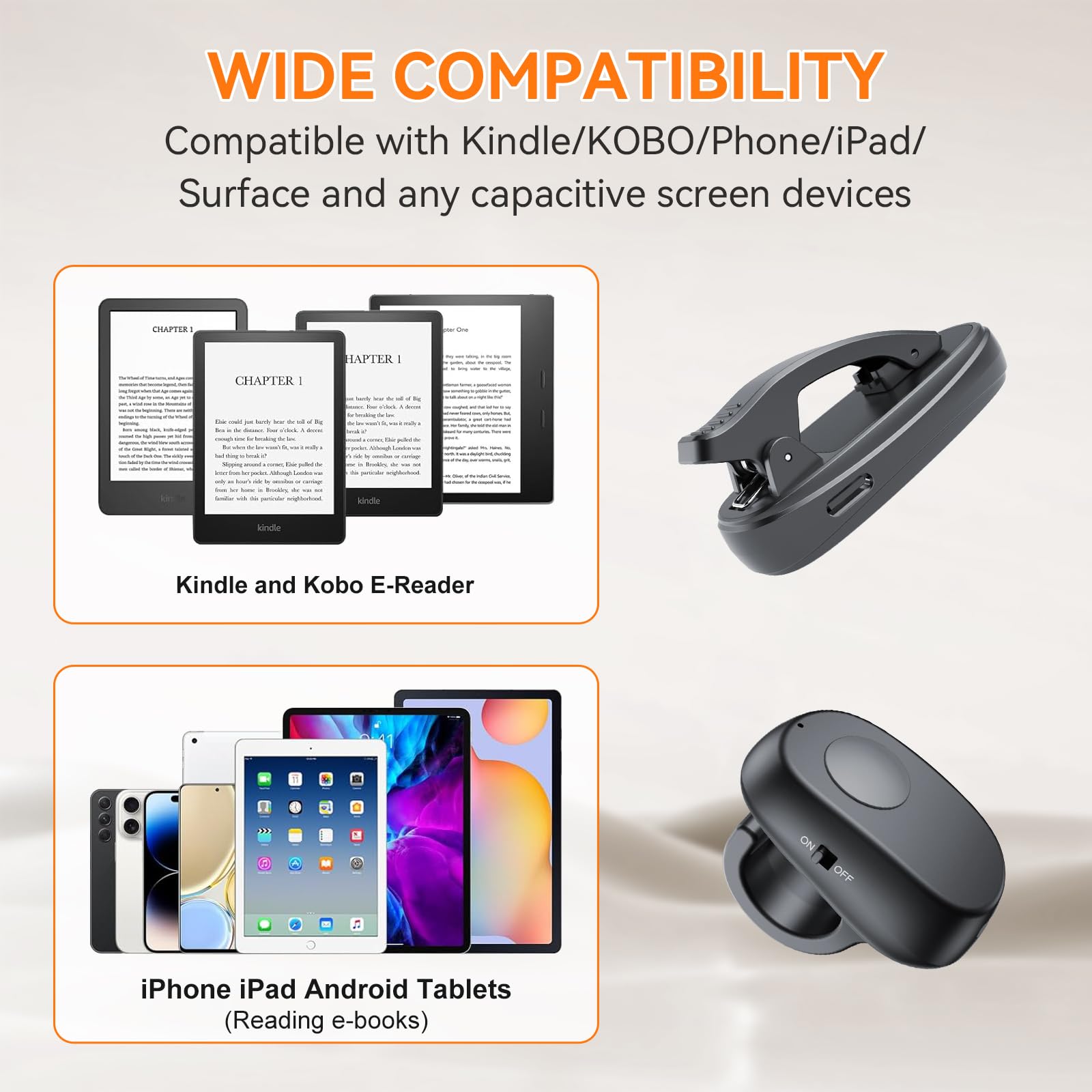 Finger Ring Page Turner for Kindle Paperwhite, Remote Control Page Turner for Kindle Paperwhite Kobo Readers iPad Tablets Reading Novels Ebook Reading Accessories for Kindle, Black