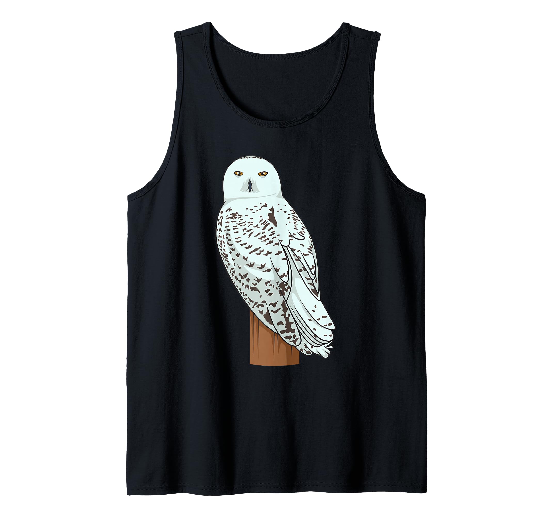 Realistic White Snowy Owl on a Tree Branch Tank Top