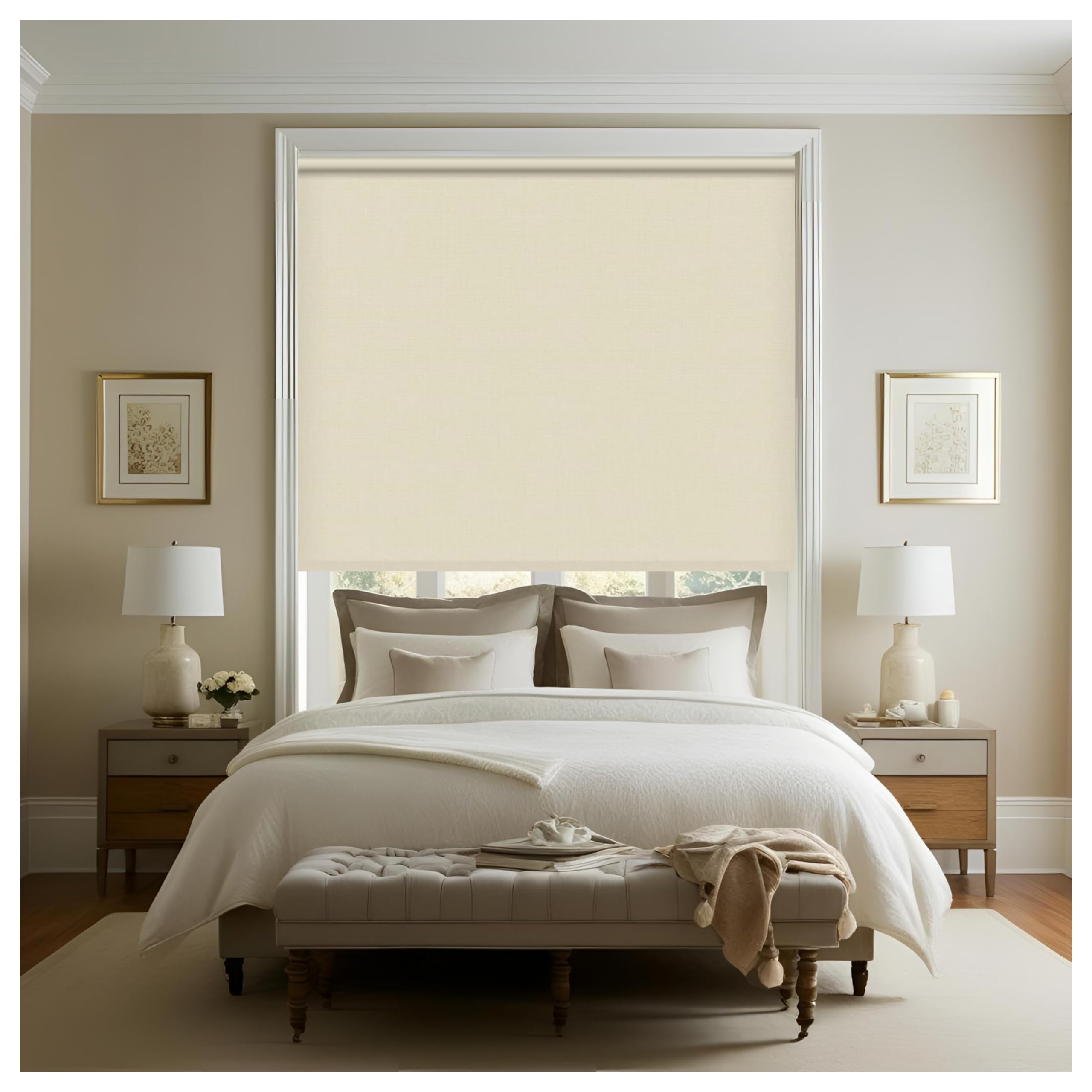 Thermal Insulated Blackout Fabric Roller Blinds, Easy Fit Room Darkening Shades Fittings Included Cappuccino (Width 120cm x Length 165cm, Thermal Blackout, Cappuccino) (BK004)