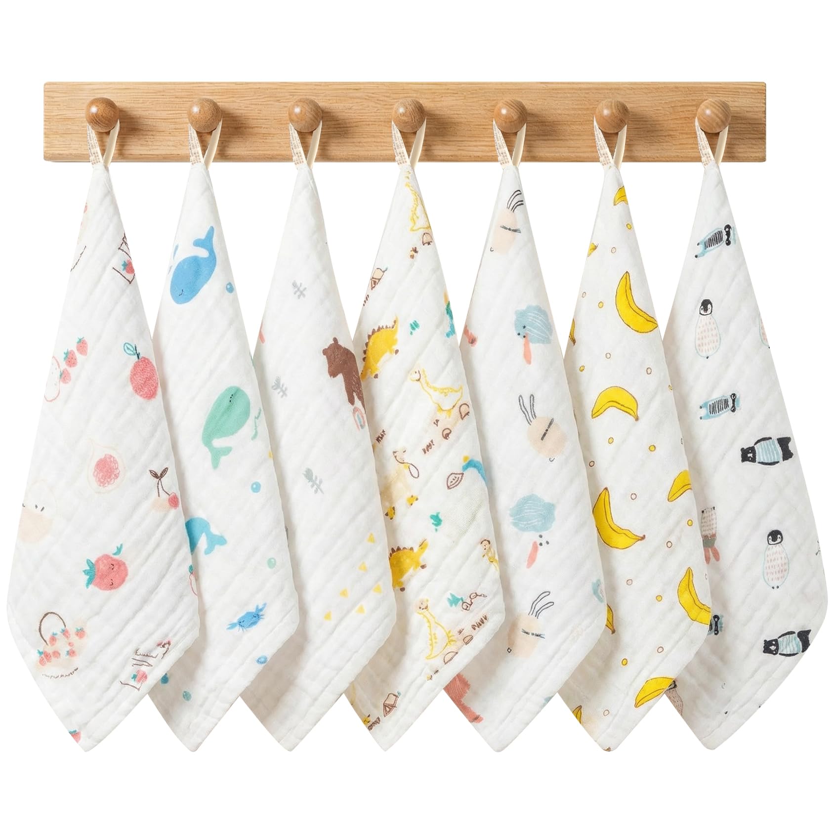 ALBOYI 7 Pack Baby Muslin Cloths, 6-Layer Soft and Absorbent Cotton Muslin Squares, Reusable Baby Face Towels & Newborn Hand Washcloths, 9.84 x 9.84 Inch Breathable Baby Cloths for Baby Boys and Girls
