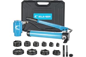 ZUVER 15 Ton Hydraulic Knockout Punch Set with 10 Slug Splitting Dies 1/2" to 4", KO Tools Electrical Conduit Hole Cutter Kit Durable Plastic Case