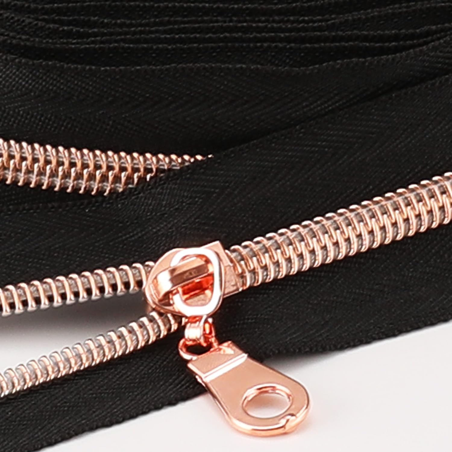 The Yards 10 Yards Bulk Black Nylon Coil Zipper with Rose Gold Teeth - Replacement Sewing Zipper with 10PCS Sliders for DIY Craft Bags — image 1