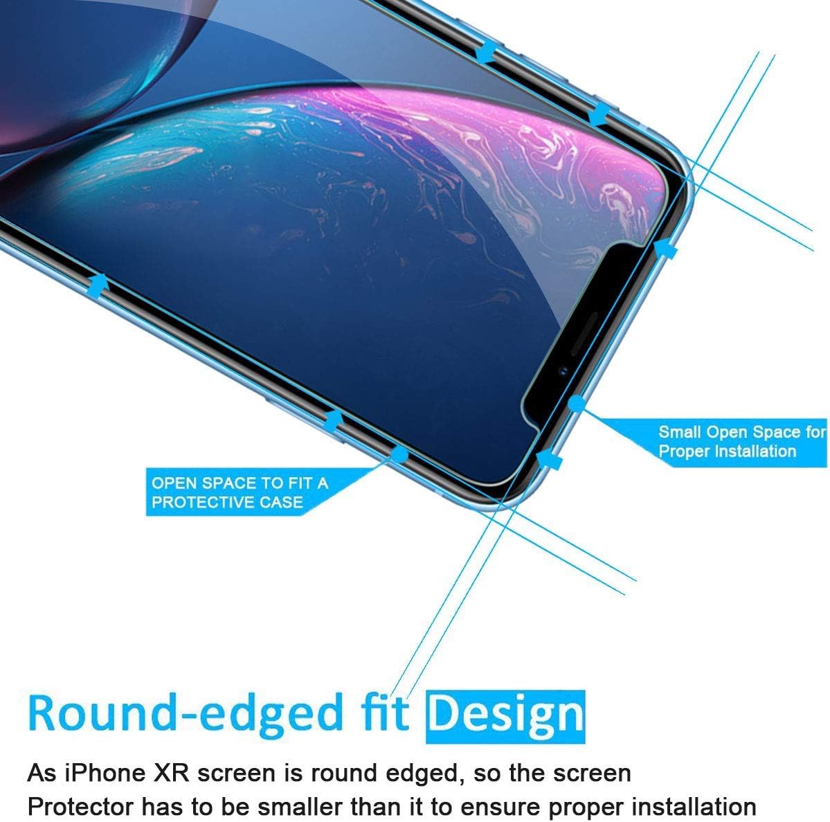 NEW'C 3 Pack Designed for iPhone 11 and iPhone XR Screen Protector (6.1"), Enhanced Tempered Glass Protection - Image 4