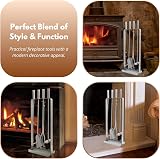HomeZone Marco Paul Modern Fireside Tool Set 4PC Square Coal Fireplace Bucket view 9