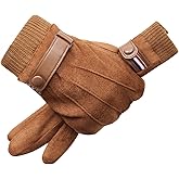 TYDZGDS Men's Deerskin Leather Gloves Winter Dress Leather Gloves With Warm Thick Plush Lined For Motorcycle Driving Riding