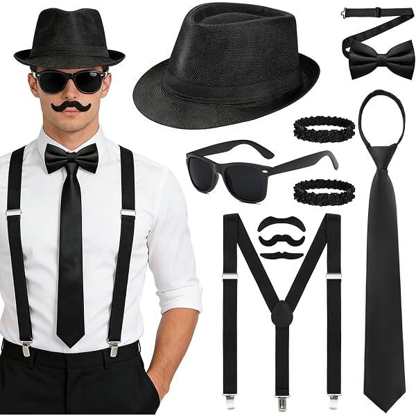 1920s Ensemble D'accessoires De Costume De Vieil Homme Vintage Pour