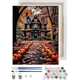 Halloween Paint by Numbers Kit for Adults Beginner with Framed 10x12 Inch | Easy Adult Paint by Number Kits on Canvas DIY Painting for Beginners Art by Numbers for Home Wall Decor