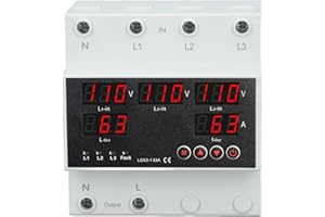 Automatic Transfer Switch 63A 3P4W LED Display Adjustable Voltage Protector, Prioritize Mains Power, Generator, and Inverter,