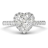 Sterling Silver Simulated Heart-shaped Diamond Or Moissanite Halo Engagement Ring with Side Stones Promise Bridal Ring