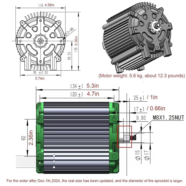 KUNRAY ELECTRIC BRUSHLESS DC MOTOR 72V 5000W ELECTRIC DIRT BIKE MOTOR PEAK 6800RPM PEAK 10KW FOR GO KART RAZOR UPGRADE KIT MOTORCYCLE AND MORE (UPGRADED BRUSHLESS DC MOTOR, 72V 5000W)