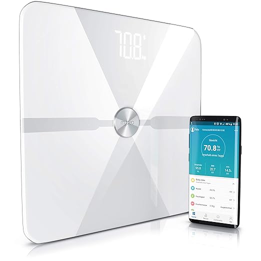 Mybeo - Körperfettwaage Bluetooth | Digitale Multifunktionswaage | Körperanalysewaage mit App | Körperwaage | Personenwaage |