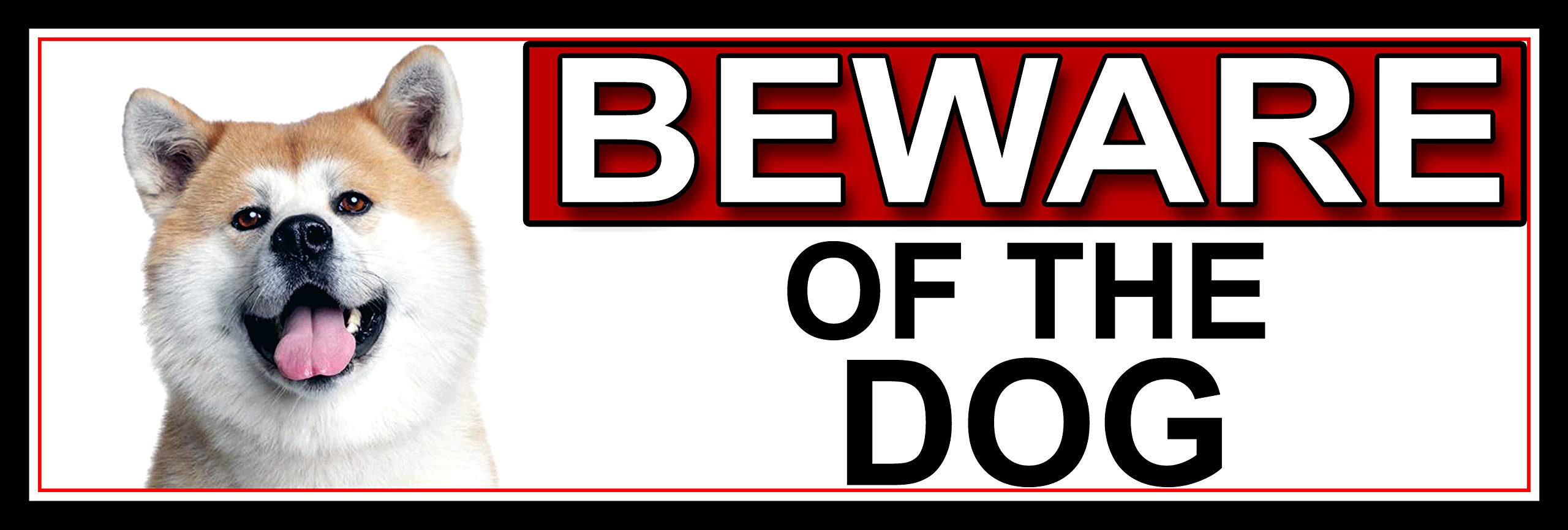 SHAWPRINT Akita BEWARE OF THE DOG METAL GATE SIGN 266mm x 87m. (489H2)