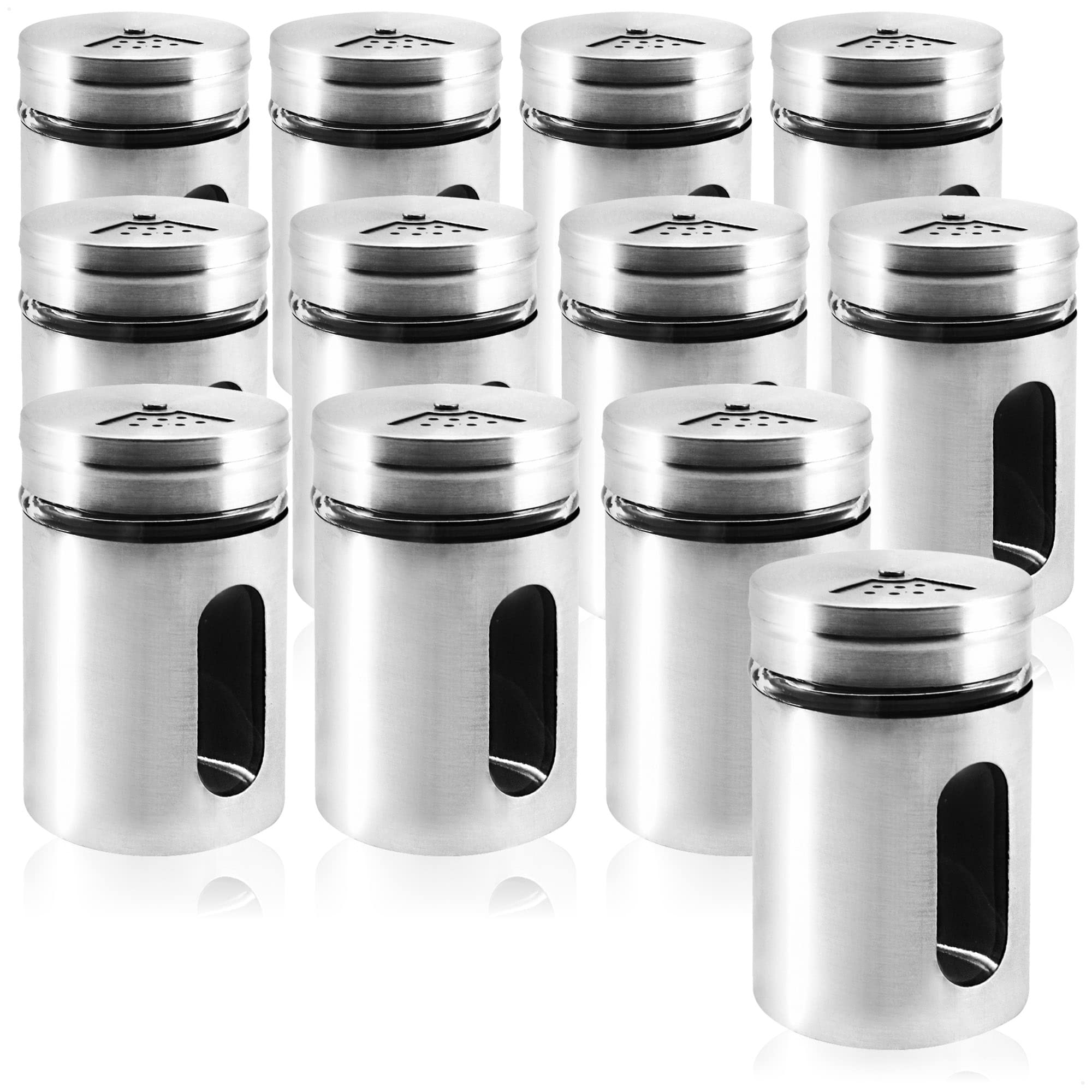 com-four® 12x Salt, Spice, & herb Spreader Stainless Steel (12 Pieces - Silver Coloured)