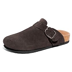 FITORY Mens Suede Clogs with Arch Support，Leather
