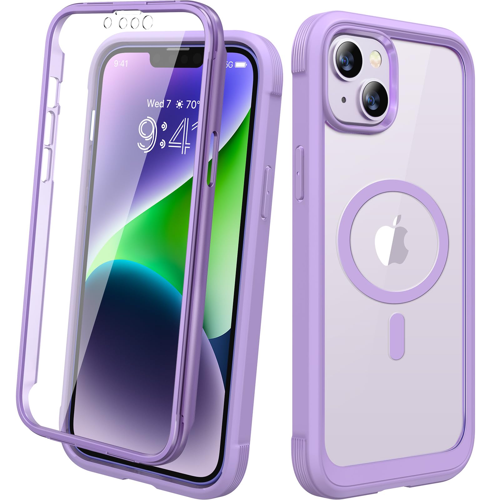 Photo 1 of Diaclara Magnetic Designed for iPhone 14 Case, Compatible with MagSafe Built-in Touch Sensitive Anti-Scratch Screen Protector, with Camera Lens Protector for iPhone 14 6.1" (Peri Purple)