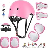 DaCool Kids Bike Helmet Set Skateboard Knee Pads - Kids Helmet Elbow Pads Wrist Guards Adjustable for 3~10yrs Girl Boy Kids Protective Gear Set for Sport Cycling Bike Roller Skating Scooter