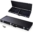 HeyJiaYu Electric Guitar Hard Shell Carrying Case, Universal Electric Guitar Square Wooden Hard Shell Lockable with Key, Black